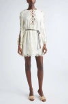 Zimmermann Awaken Long Sleeve Lace Trim Linen Minidress In White
