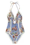 Zimmermann Triangle Bikini Top With Scalloped Trim And Detachable Straps In Blue