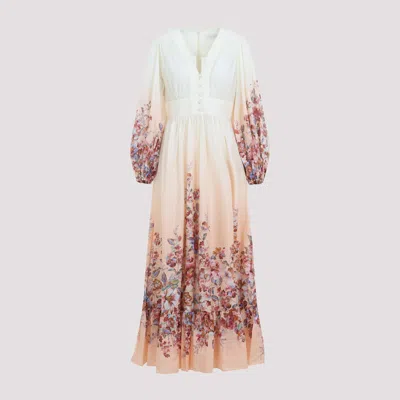 Zimmermann Awaken Plunge Maxi Dress With Separate Slip Clothing In Multi