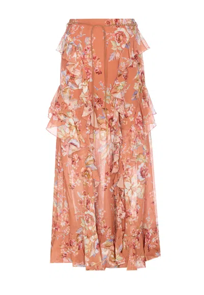 Zimmermann Awaken Ruffle Skirt In Orange