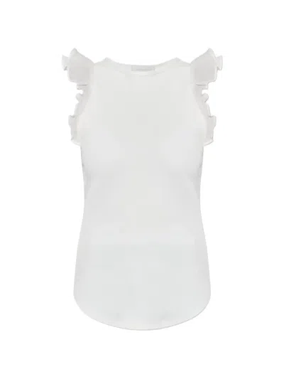 Zimmermann Awaken Ruffled Ribbed Cotton-blend Jersey Tank In White