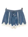 Zimmermann Awaken Lace-trimmed Denim Shorts In Blue