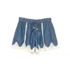 Zimmermann Awaken Lace-trimmed Denim Shorts In Blue