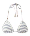 Zimmermann Womens Blue Stripe Awaken Crocheted Triangle Bikini Top In Multi