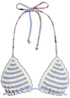 Zimmermann Womens Blue Stripe Awaken Crocheted Triangle Bikini Top In Blue