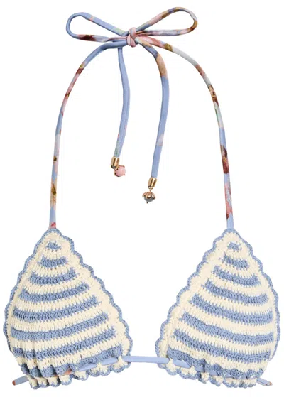 ZIMMERMANN ZIMMERMANN AWAKEN STRIPED CROCHET COTTON BIKINI TOP
