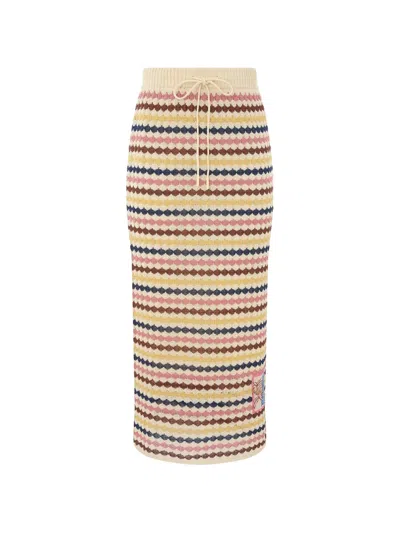 Zimmermann Awaken Striped Drawstring-fastening Midi Skirt In Multi