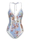 Zimmermann Triangle Bikini Top With Scalloped Trim And Detachable Straps In Blue