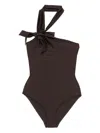Zimmermann Awaken Asymmetric Halter One-piece Swimsuit In Brown