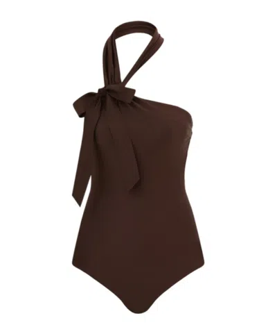 Zimmermann Awaken Tie Neck 1pc Bathing Suit In Brown