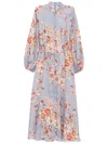 Zimmermann Womens Chambray Floral Billow Long-sleeve Linen Maxi Dress Xxs In Multi