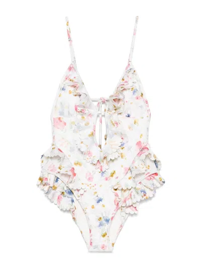 Zimmermann Lucky Printed Swimsuit In Sand