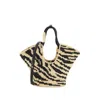 Zimmermann Goldentime Small Leather-trimmed Raffia-jacquard Tote