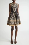 Zimmermann Sleeveless Mini Dress With Floral Patterns In Black Stamp