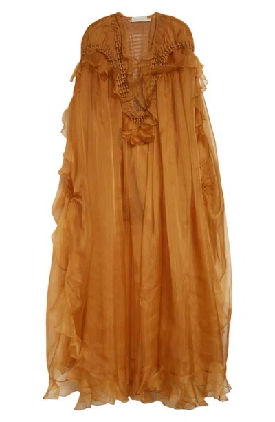 Zimmermann Balance Braided Trim Semisheer Silk Organza Gown