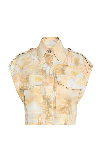 Zimmermann Balance Crop Shirt In Multi