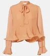Zimmermann Womens Dusty Peach Balance Flutter Frilled-trim Sheer Top Xs