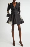 Zimmermann Balance Long-sleeve Mini Dress In Black Hydrangea