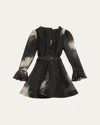 Zimmermann Balance Long-sleeve Mini Dress In Black Hydrangea