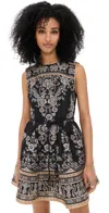 Zimmermann Sleeveless Mini Dress With Floral Patterns In Black Stamp