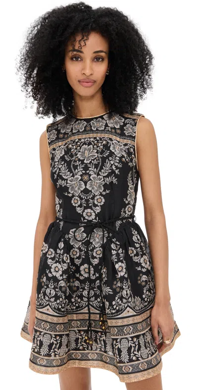ZIMMERMANN BALANCE PEPLUM MINI DRESS BLACK STAMP