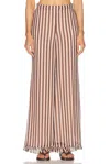 Zimmermann Balance Ruffle Flare Pant In Chocolate Stripe In Neutral