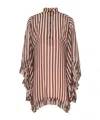 Zimmermann Balance Ruffle Tunic In Chocolate Stripe In Chocolate Stripe
