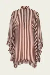 Zimmermann Balance Ruffle Tunic In Chocolate Stripe