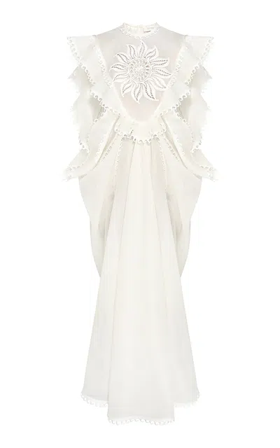 Zimmermann Balance Waterfall Dress In Ivory