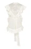 Zimmermann Balance Embroidered Waterfall Top In Ivory
