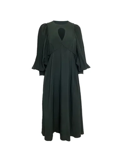 Pre-owned Zimmermann Balloon-sleeve Midi Dress In Green