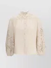 Zimmermann Balloon Sleeves Embroidered Linen Blouse In Neutral