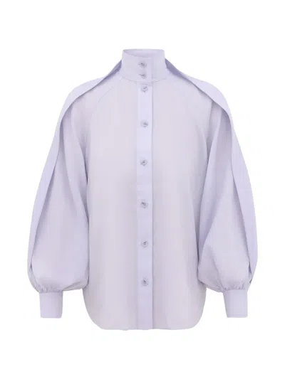 Zimmermann Balloon-sleeve High-neck Blouse In White