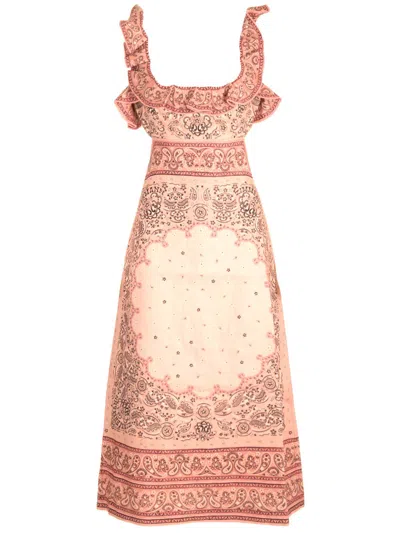 Zimmermann Bandana Print Midi Dress In Pink