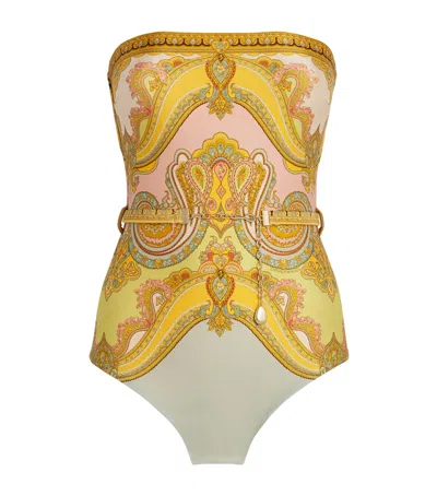 Zimmermann Bandeau Chain Maxine Swimsuit In Yellow
