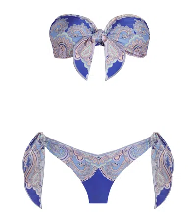 Zimmermann Bandeau Scarf-tie Maxine Bikini In Multicolour