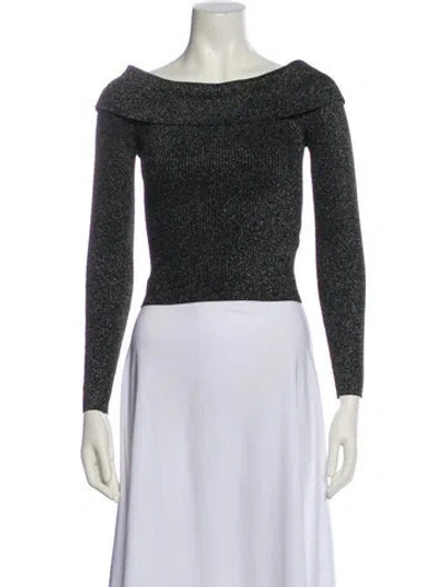 Pre-owned Zimmermann Bateau Neckline Long Sleeve Crop Top In Black