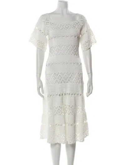 Pre-owned Zimmermann Bateau Neckline Midi Length Dress In White
