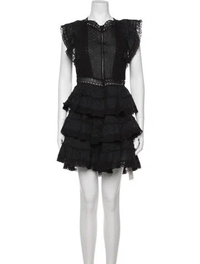 Pre-owned Zimmermann Bateau Neckline Mini Dress In Black