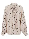 Zimmermann Pussy-bow Polka-dot Crepe De Chine Blouse In Bubl Buff W Black Dot