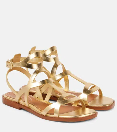 Zimmermann Bay Metallic Leather Sandals In Gold