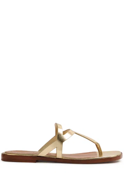 Zimmermann Bay Metallic Leather Thong Sandals In Gold