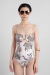 Zimmermann Beige Floral Printed Swimsuit In White