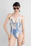 Zimmermann `cascadian Keyhole` Crochet One-piece Swimsuit In Blue