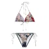 Zimmermann Rhiannon Floral-print Triangle Bikini In Green/red