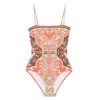 Zimmermann Multicolor Wylie Belted Bandeau Swimsuit In Red/red