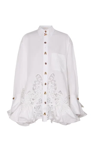 Zimmermann Becoming Applique Silk Poplin Mini Dress In White
