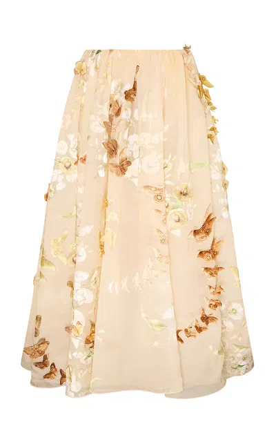 Zimmermann Becoming Butterfly Silk-blend Maxi Skirt In Animal Print