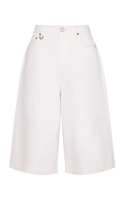Zimmermann Becoming Denim Bermuda Cotton Shorts In Animal Print