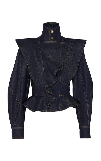 Zimmermann Becoming Denim Wave Wool-blend Jacket In Blue